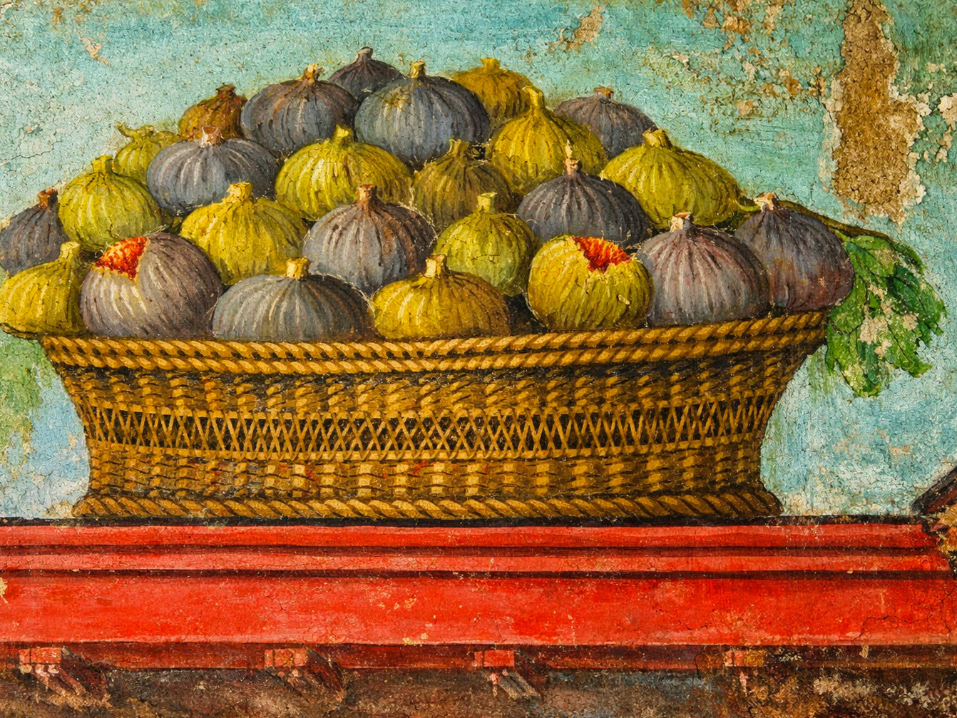 Illustrazione che riprende in affresco di Pompei raffigurante un cesto di fichi